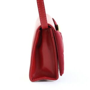 Salvatore Ferragamo Leather Bag Gold Shoulder Red Vara Ribbon